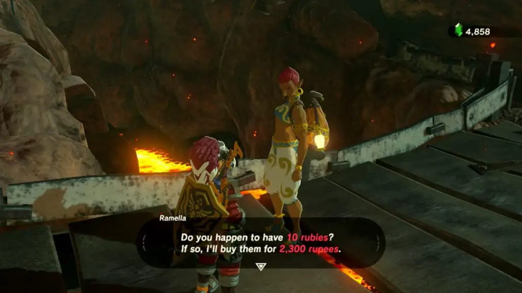 Link talking to Ramella in Goron City.