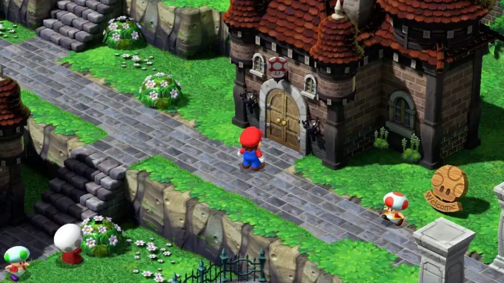 Super-Mario-RPG-Hidden-Treasure-Mario-In-Front-Of-Mushroom-Kingdom-Shop