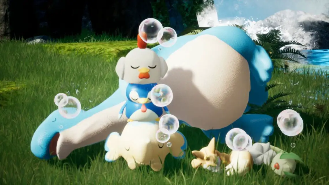 Palworld-Pokemon-CLone-Pals-Resting-In-A-Pile