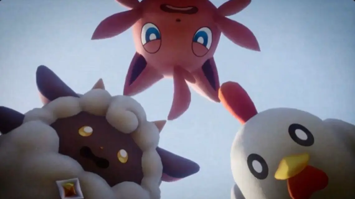Palworld-Starter-Pals-Looking-Down-At-Player