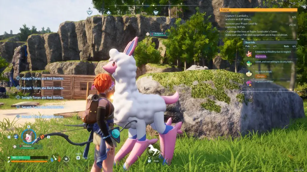 Palworld-Unlock-Mounts-Player-Interacting-with-Melpaca