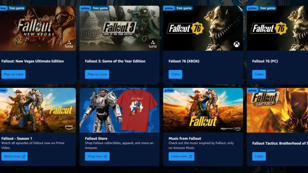 Fallout 76 Prime gaming: Prime gaming fallout screen