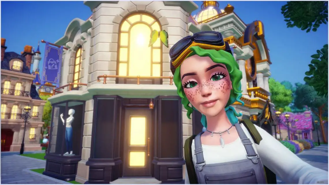 Disney-Dreamlight-Valley-Boutique-Player-Taking-Selfie-in-Front-of-Boutique