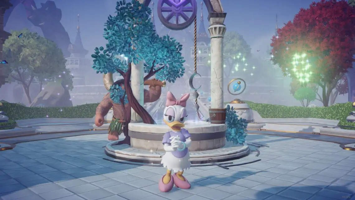 Disney-Dreamlight-Valley-Unlock-Daisy-Daisy-Standing-Near-Well
