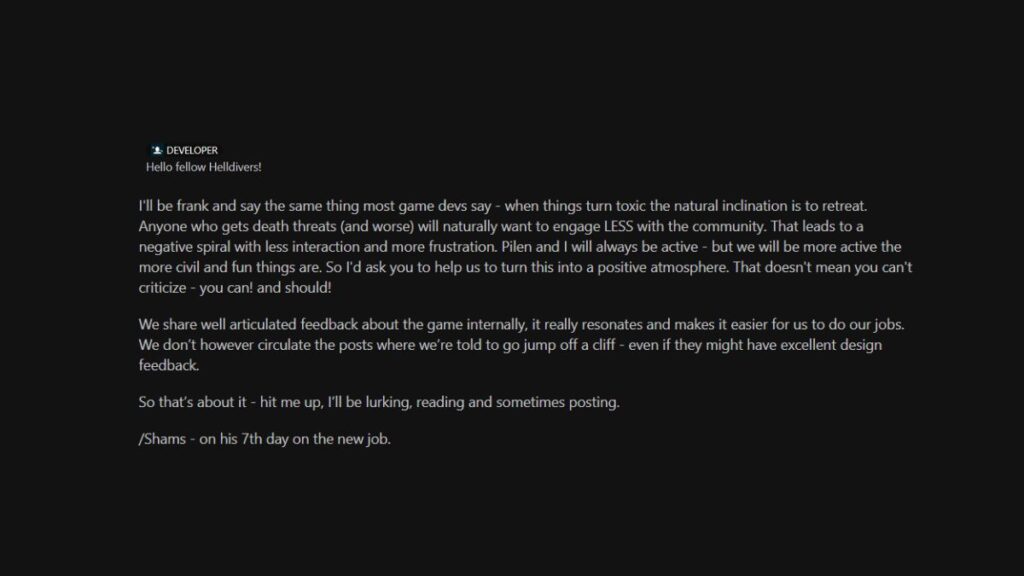 Helldivers-2-CEO-Shams-Post-Portion
