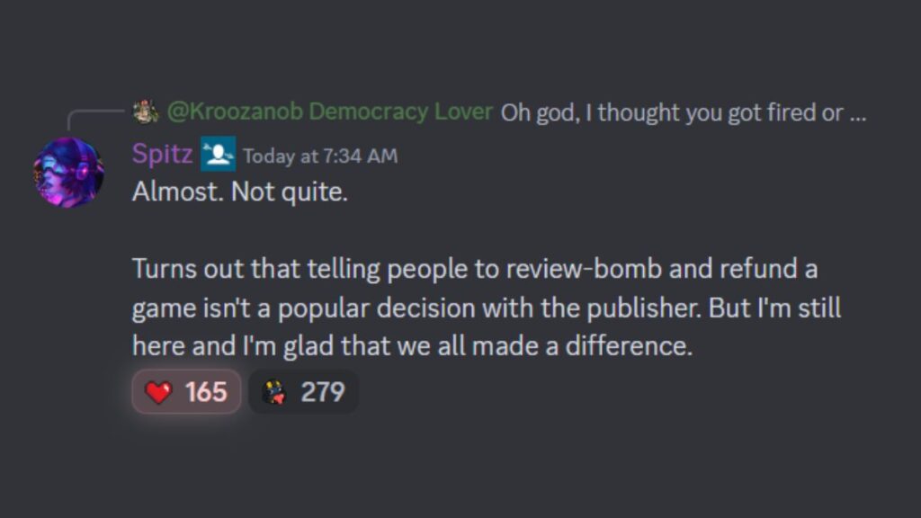 Helldivers-2-community-Manager-not-fired-Spitzer-Statement