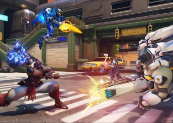 Promo art for Overwatch 2 featuring Doomfist, Winston, Pharah, and Baptiste.