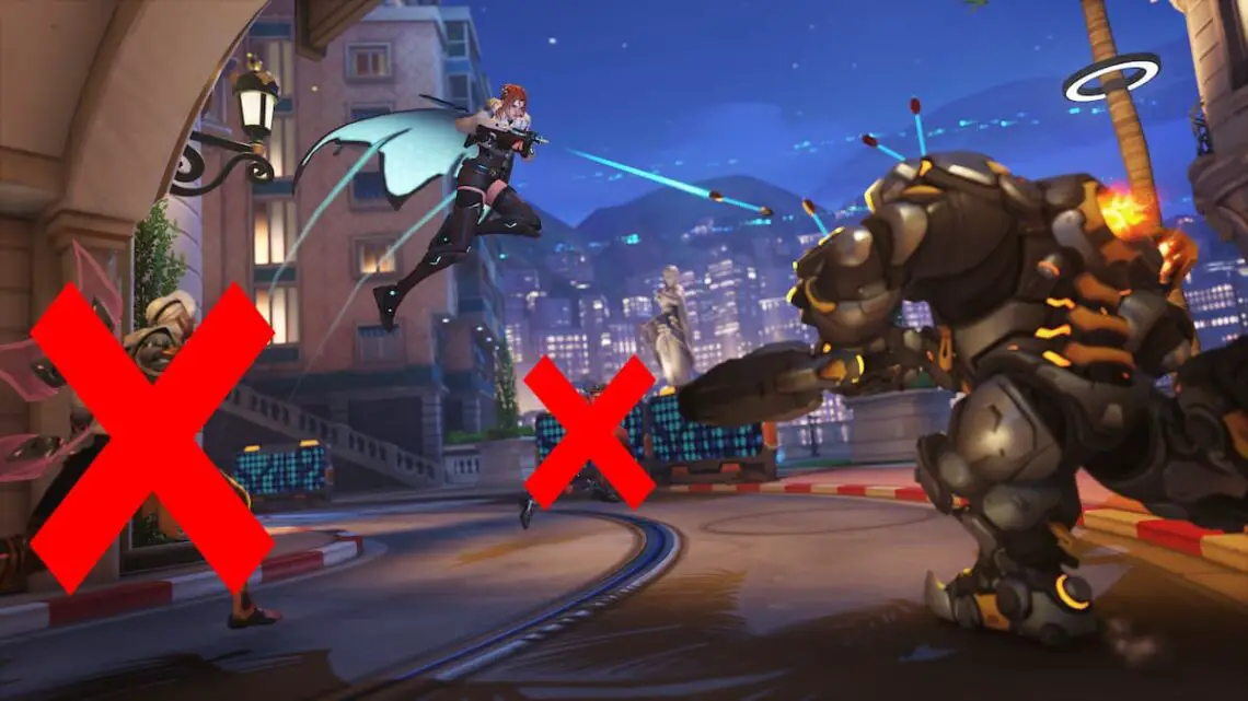 Freja shooting Reinhardt, but Cassidy and Lifeweaver are X'd out