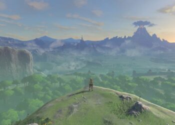 Link looking at Hyrule at the beginning of Breath of the Wild.