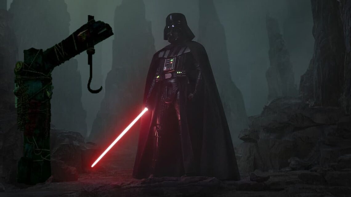 Darth Vader standing next to a hook from Dead by Daylight.