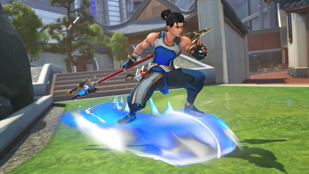 Wuyang riding a wave in Overwatch 2.