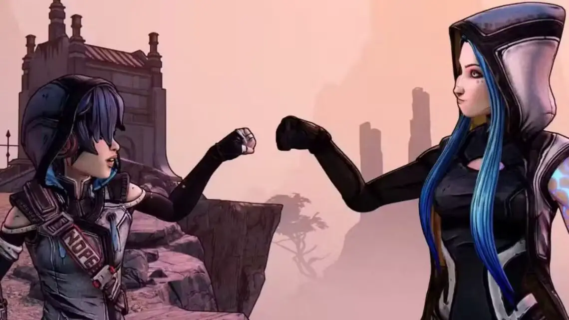 Borderlands 4 Ava fistbumping Maya in Borderlands 3