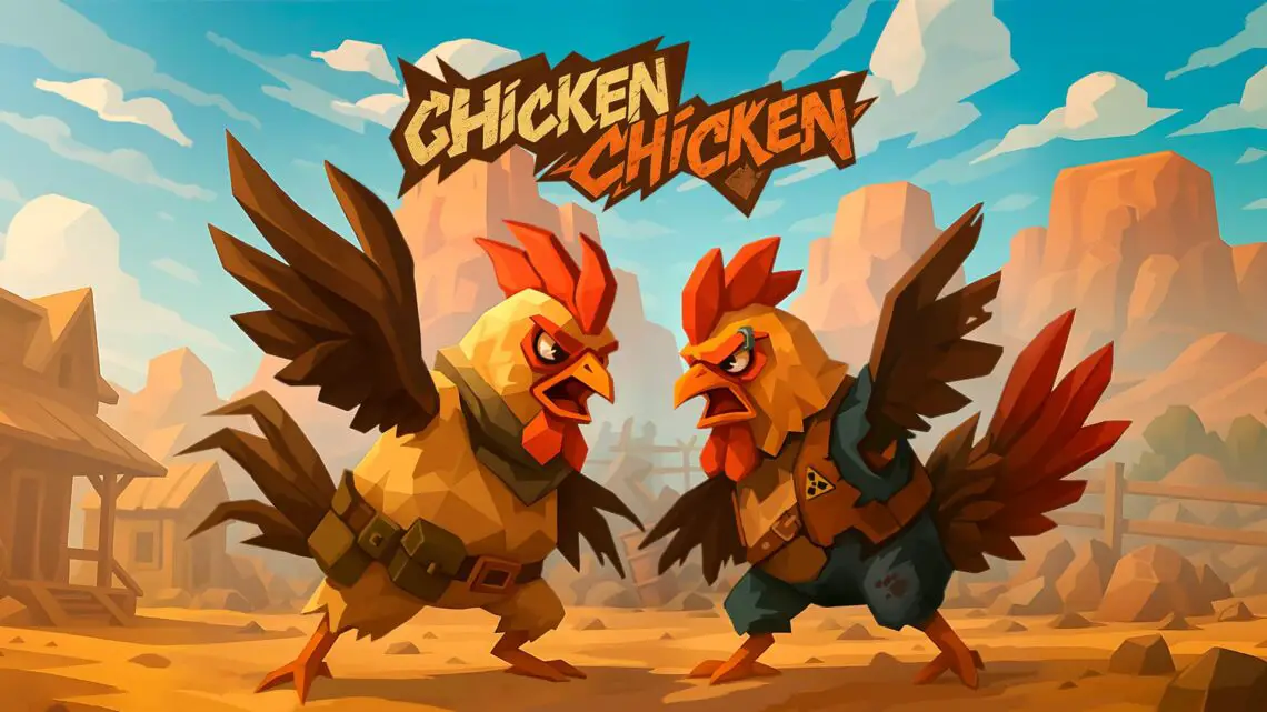 Key art for Chicken Chicken, featuring two chickens threatening to fight each other.