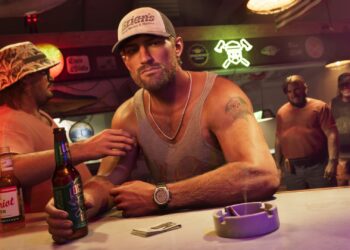 Jason from Grand Theft Auto VI sitting in a bar.