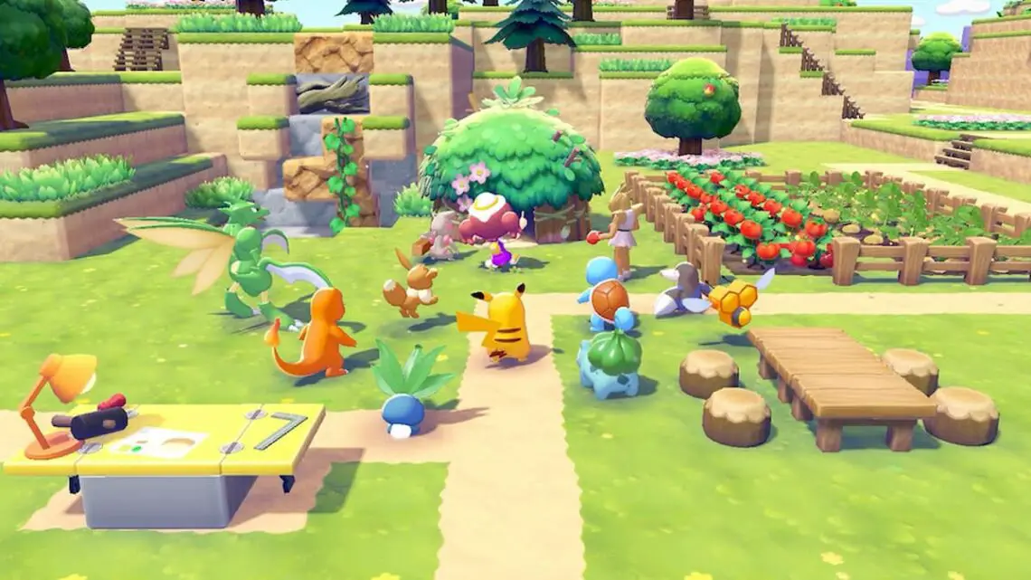 Pokémon gathering around in Pokémon Pokopia.