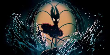 Hollow Knight: Silksong Sea of Sorrows teaser featuring Hornet standing in water.