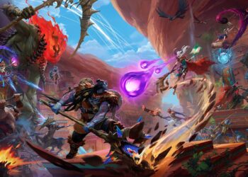 Key art for Spellcasters Chronicles, featuring many spellcasters in battle.