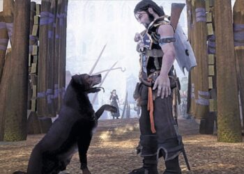 Fable protagonist with dog companion
