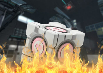 Valve Tosses Companion Cube Steam Machine Case in the Incinerator